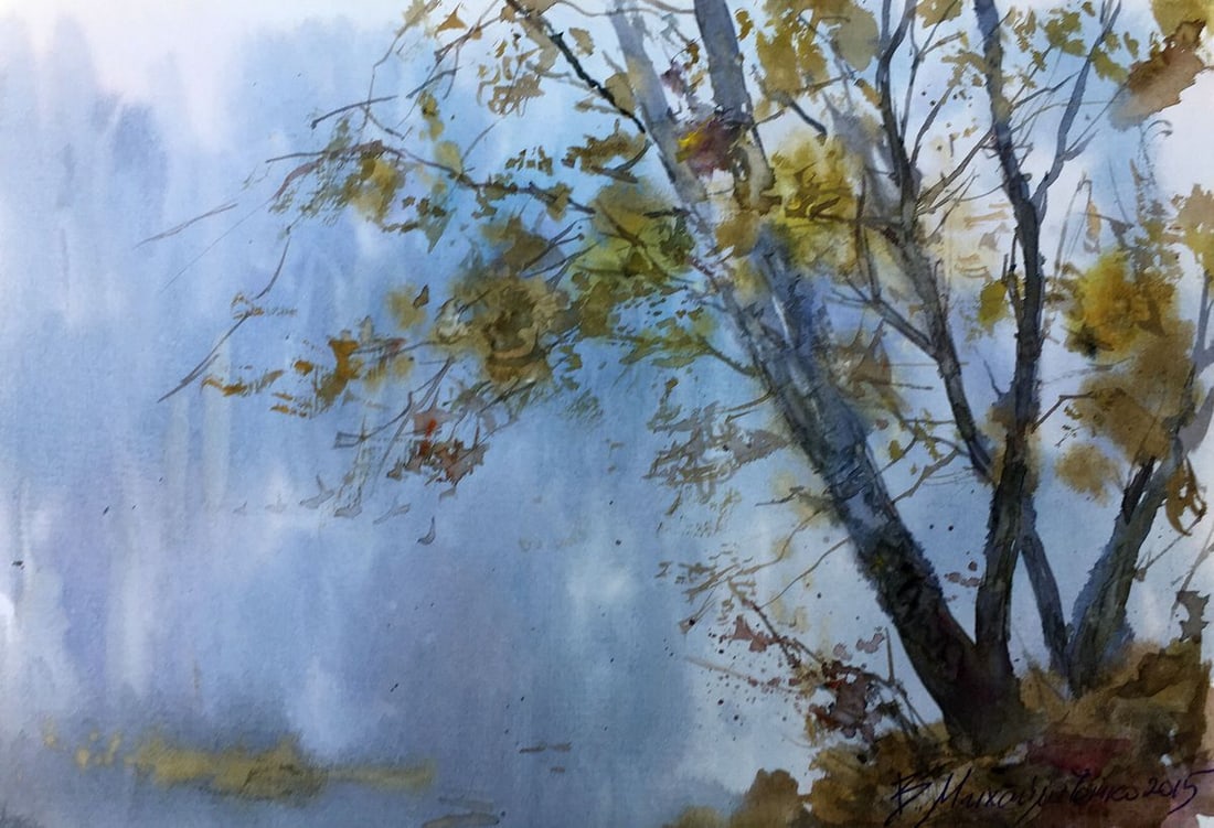 Watercolor painting Golden autumn Viktor Mikhailichenko (1 of 7)