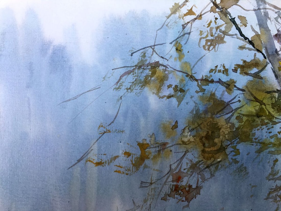 Watercolor painting Golden autumn Viktor Mikhailichenko - 2