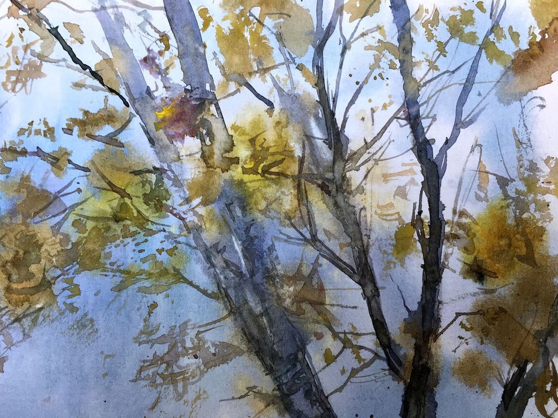 Watercolor painting Golden autumn Viktor Mikhailichenko - 4
