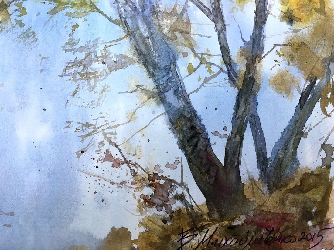 Watercolor painting Golden autumn Viktor Mikhailichenko - 5