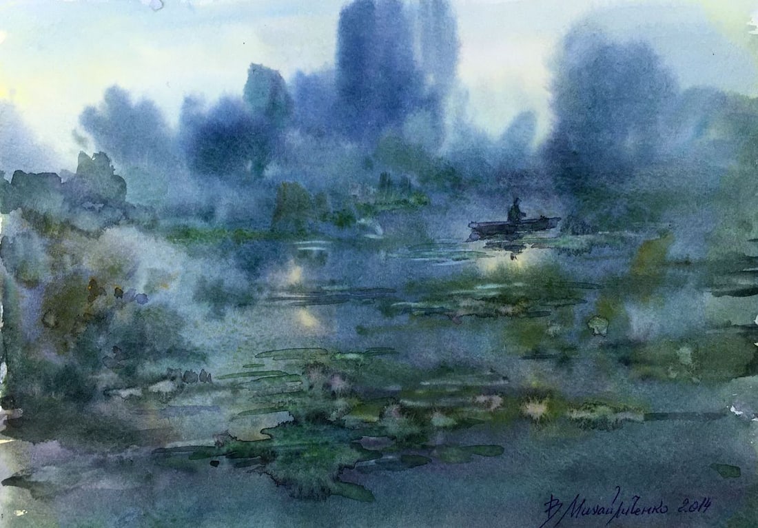 Watercolor painting Fishing Viktor Mikhailichenko: Title: Watercolor painting Fishing Viktor Mikhailichenko Description: No1361 *** ABOUT THIS PAINTING *** * TITLE: "Fishing" * ARTISTS: Viktor Mikhailichenko * SIZE: 21.5x30.5 cm/'8.46x12.00 inches' *