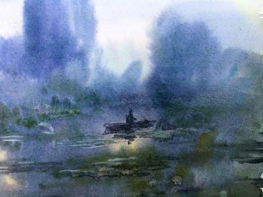 Watercolor painting Fishing Viktor Mikhailichenko - 4