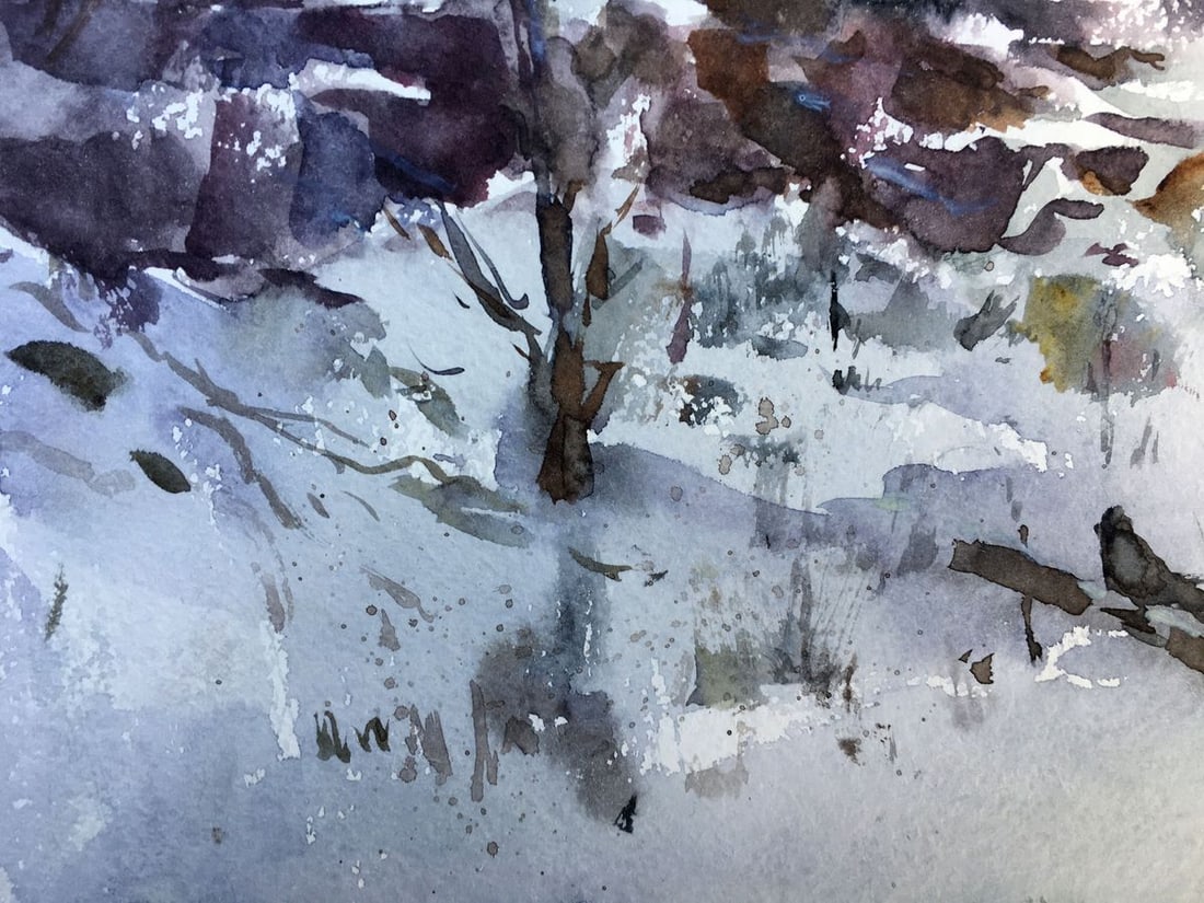 Watercolor painting With first snow Viktor Mikhailichenko - 3