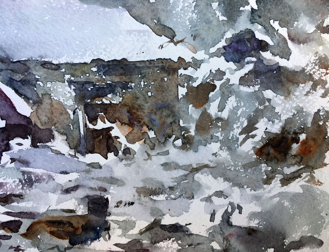 Watercolor painting With first snow Viktor Mikhailichenko - 4