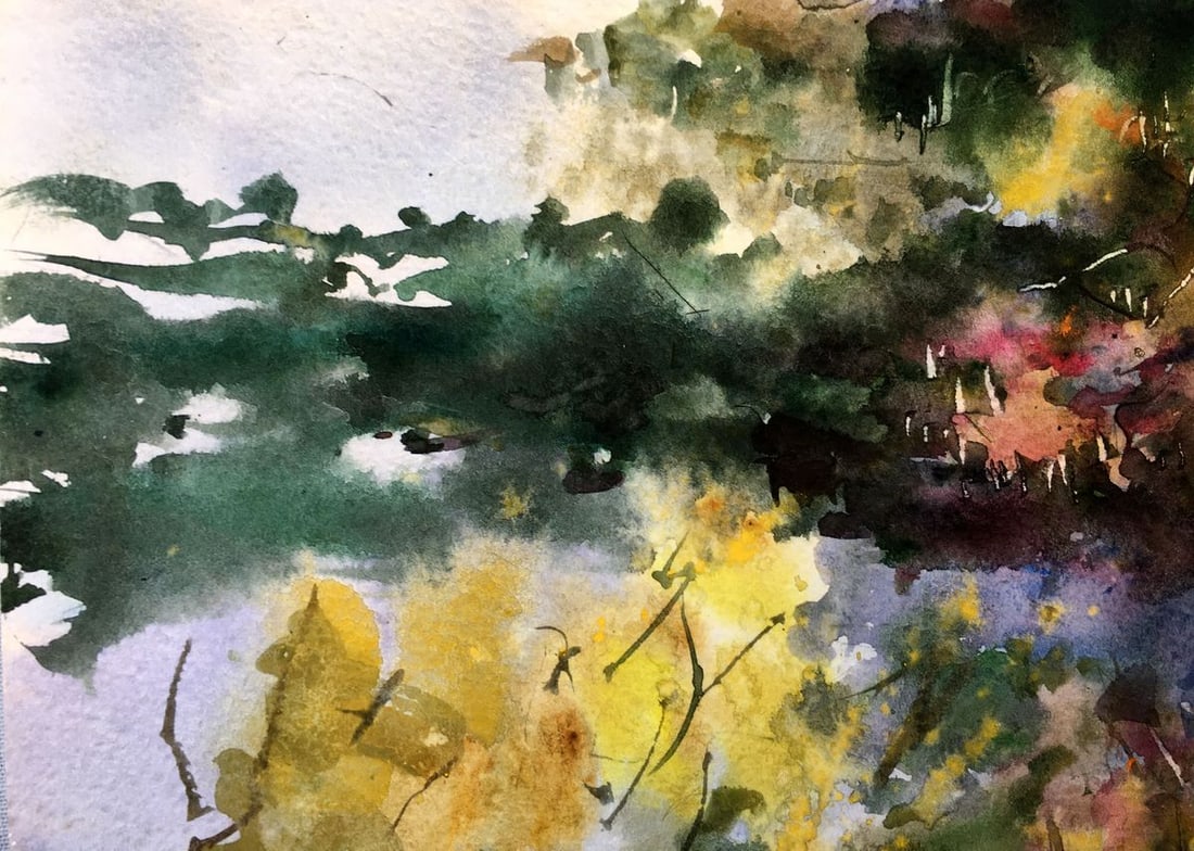 Watercolor painting With first snow Viktor Mikhailichenko - 3