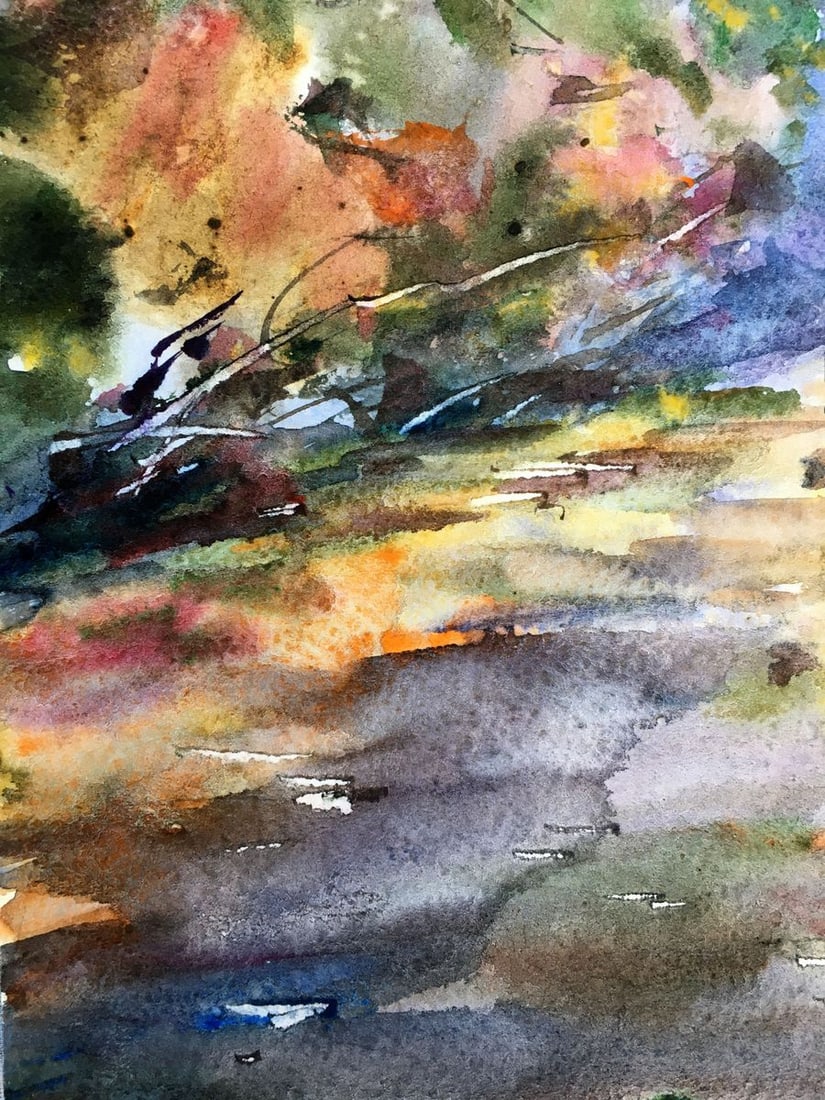 Watercolor painting With first snow Viktor Mikhailichenko - 4