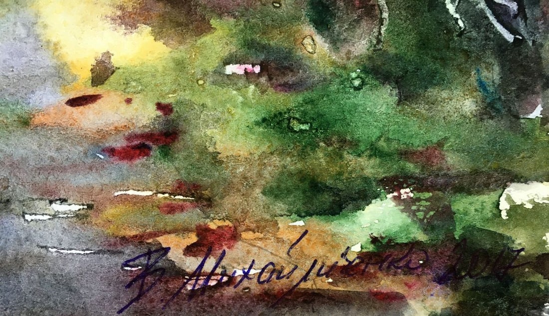 Watercolor painting With first snow Viktor Mikhailichenko - 6