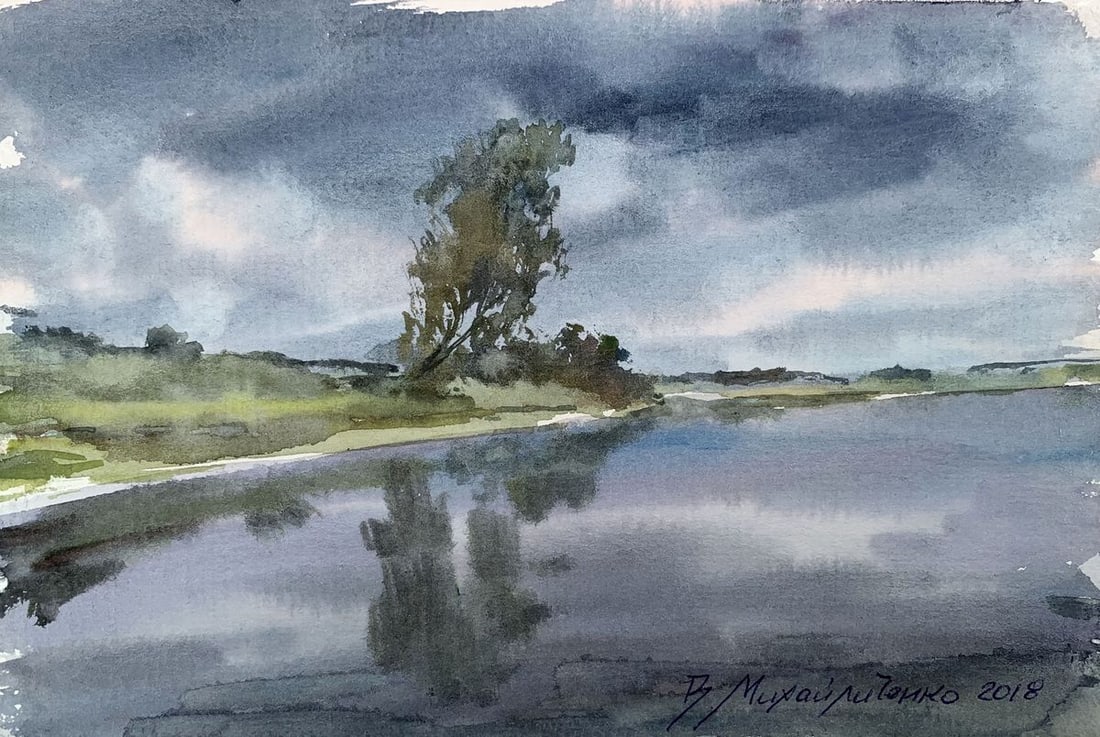 Watercolor painting Before the storm Viktor Mikhailichenko: Title: Watercolor painting Before the storm Viktor Mikhailichenko Description: No1368 *** ABOUT THIS PAINTING *** * TITLE: "Before the storm" * ARTISTS: Viktor Mikhailichenko * SIZE: 14.5x21 cm/'5.70x