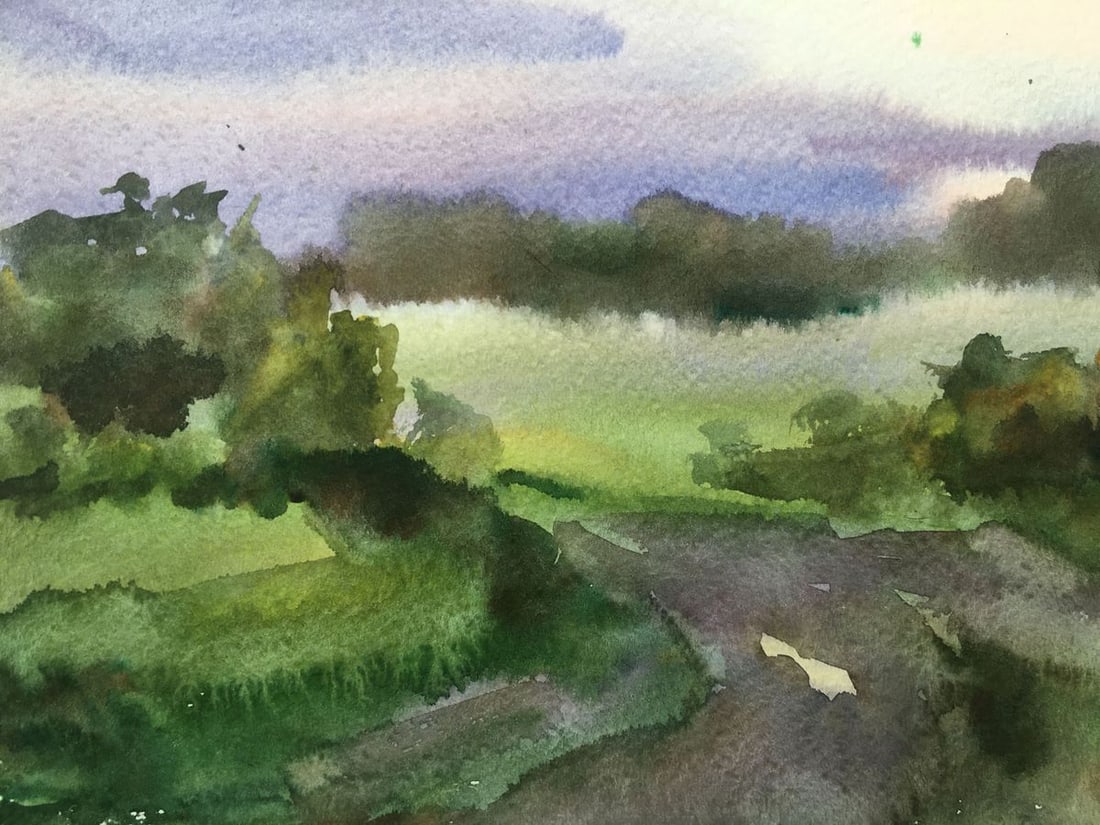 Watercolor painting The road to the distance Viktor Mikhailichenko - 3
