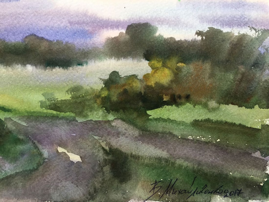 Watercolor painting The road to the distance Viktor Mikhailichenko - 5