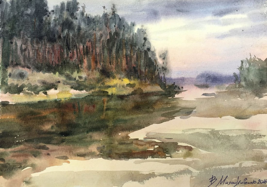 Watercolor painting Autumn has come Viktor Mikhailichenko (1 of 7)