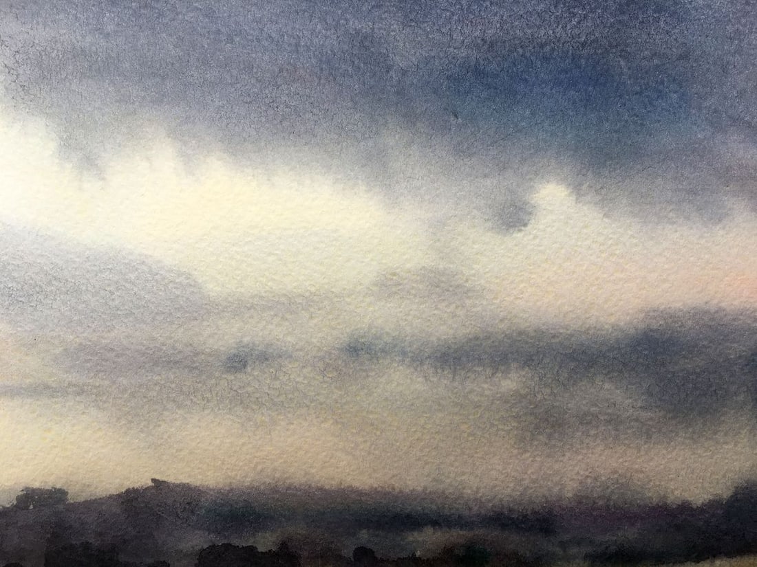 Watercolor painting In a field before a thunderstorm Viktor Mikhailichenko - 2
