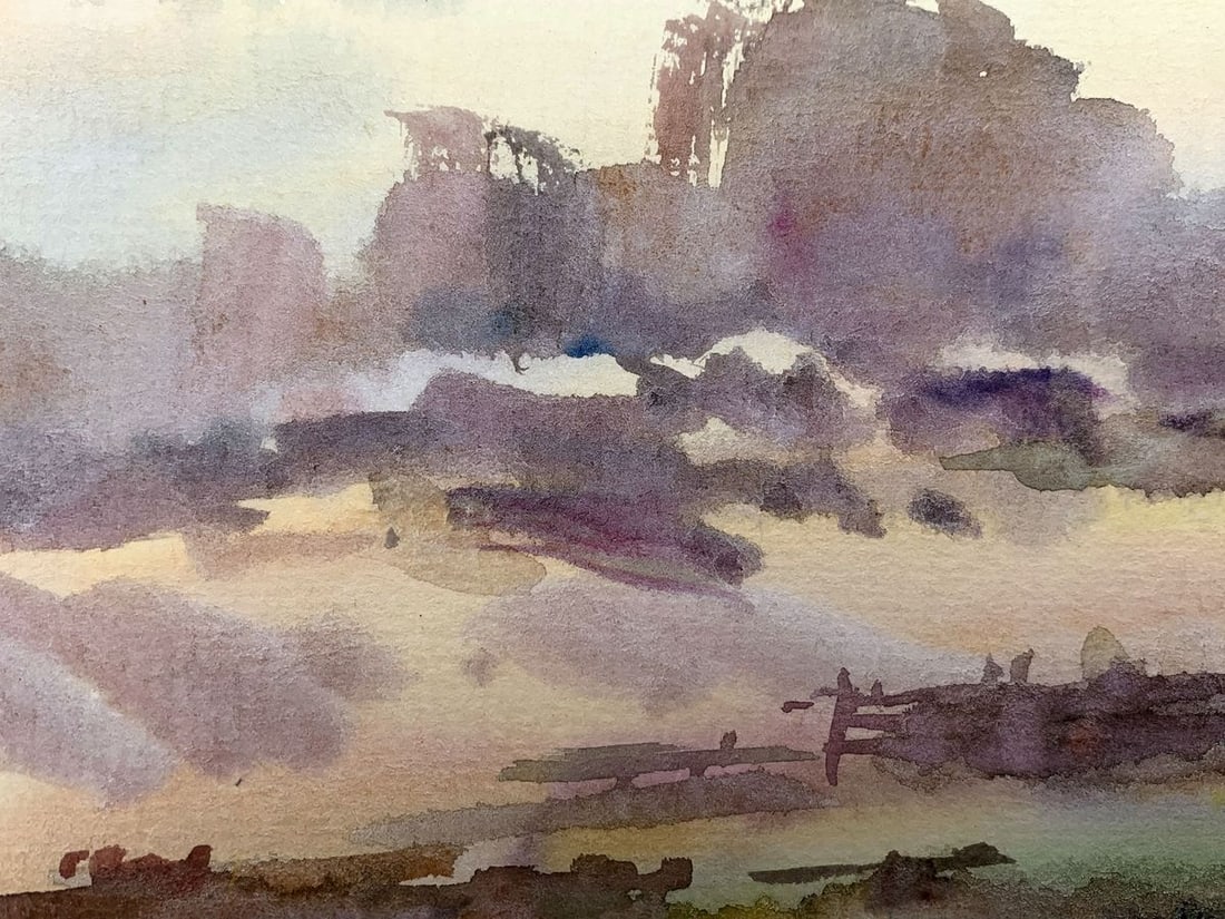 Watercolor painting Village edge Viktor Mikhailichenko - 2
