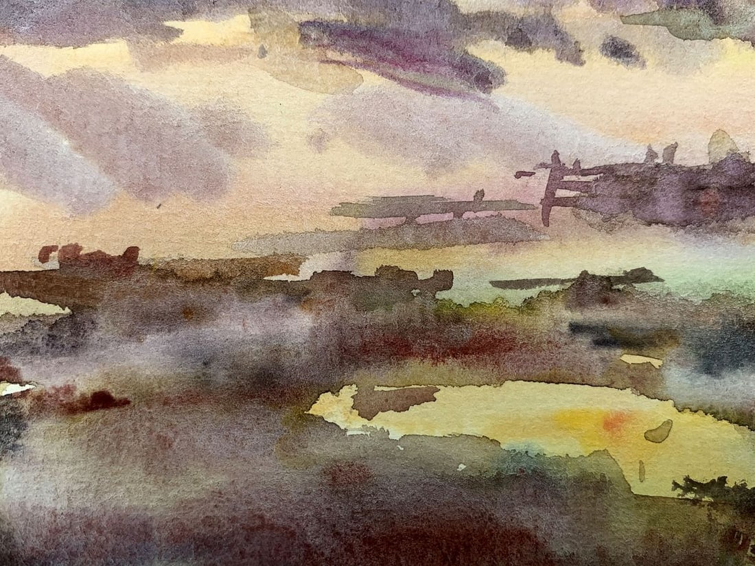 Watercolor painting Village edge Viktor Mikhailichenko - 3