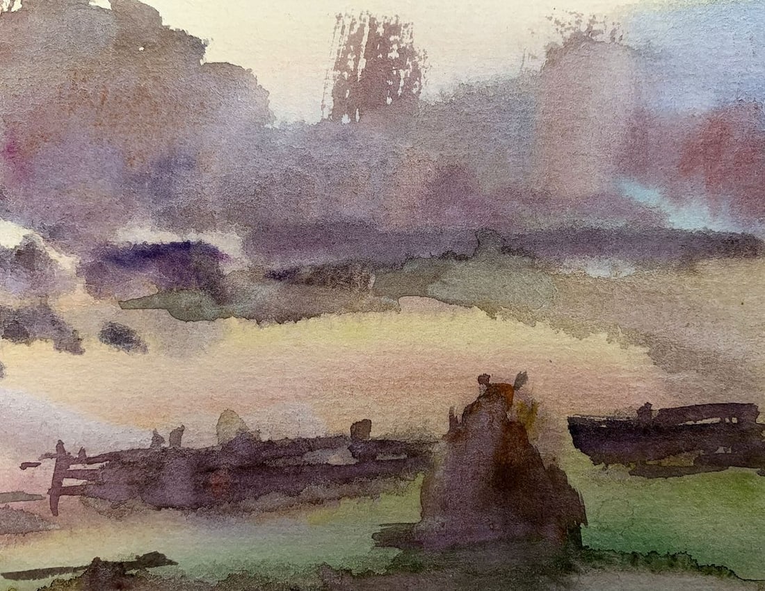 Watercolor painting Village edge Viktor Mikhailichenko - 4