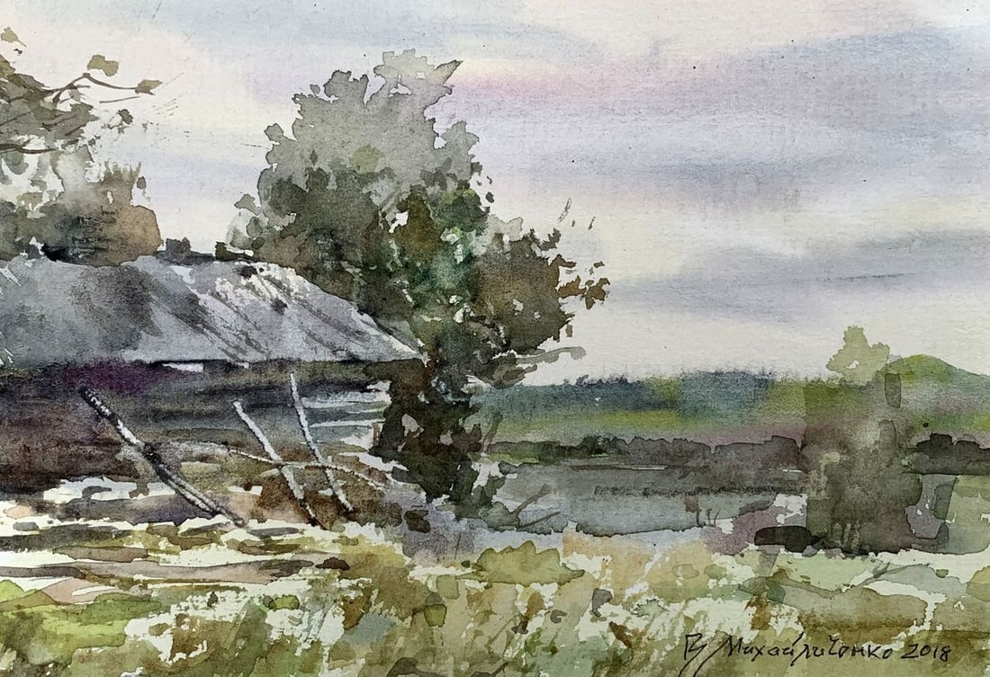 Watercolor painting House on the shore Viktor Mikhailichenko: Title: Watercolor painting House on the shore Viktor Mikhailichenko Description: No1382 *** ABOUT THIS PAINTING *** * TITLE: "House on the shore" * ARTISTS: Viktor Mikhailichenko * SIZE: 12.5x18.5 cm/
