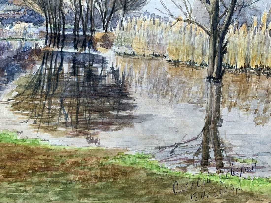 Watercolor painting Near the river Severin Alexey Alexandrovich - 5