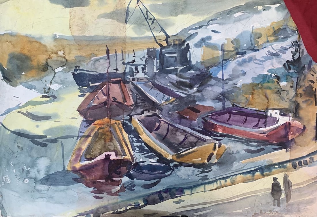 Watecolor painting Berth Litvinov Oleg Arkad'yevich: Title: Watecolor painting Berth Litvinov Oleg Arkad'yevich Description: No1466AAA *** ABOUT THIS PAINTING *** * TITLE: "Berth" * ARTISTS: Litvinov Oleg Arkad'yevich * SIZE: 57x83cm/' 22,44x 32,67 inch