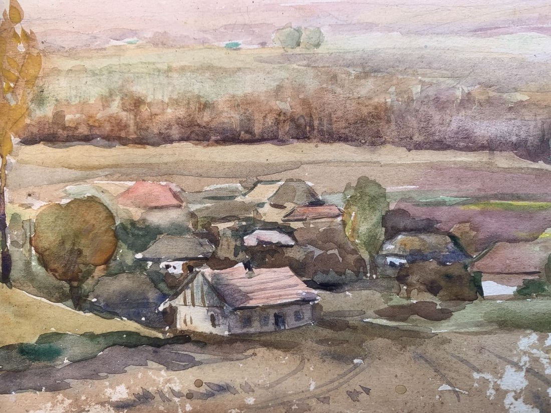 Watecolor painting Entrance to the village Ivan Kirillovych Tsyupka - 3