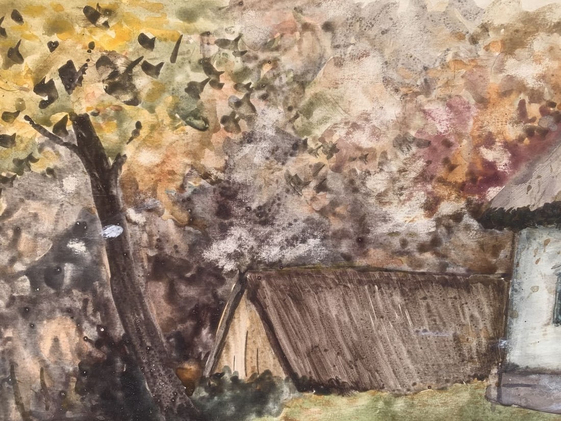 Watecolor painting Once in the village - 2