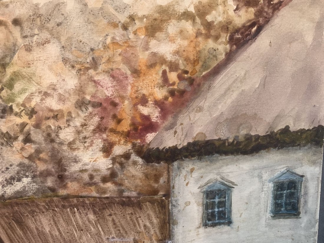 Watecolor painting Once in the village - 4