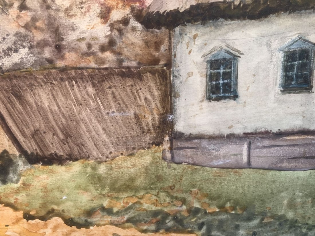 Watecolor painting Once in the village - 5