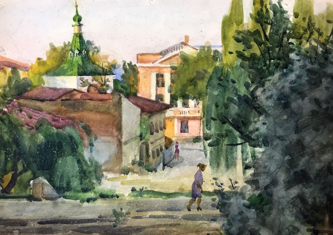 Watercolor Kiev Kryzhanivskyi Viktor Vladimirovich: Title: Watercolor Kiev Kryzhanivskyi Viktor Vladimirovich Description: NoBag 62 *** ABOUT THIS PAINTING *** * TITLE: "Kiev" * ARTISTS: Kryzhanivskyi Viktor Vladimirovich * SIZE: 60x42 cm/'23.62x16.53