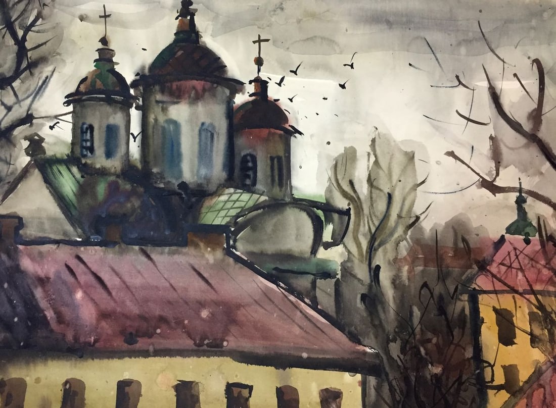 Watercolor painting Church Kryzhanivskyi Viktor Vladimirovich: Title: Watercolor painting Church Kryzhanivskyi Viktor Vladimirovich Description: NoBag 67 *** ABOUT THIS PAINTING *** * TITLE: "Church" * ARTISTS: Kryzhanivskyi Viktor Vladimirovich * SIZE: 60x41 cm/