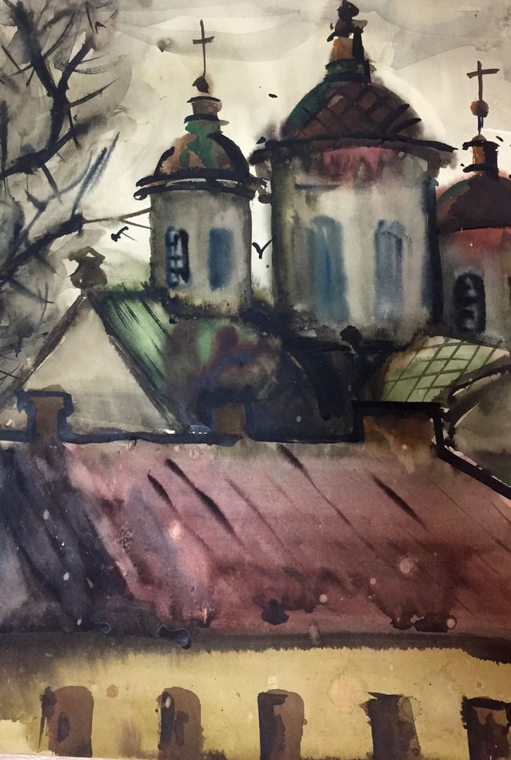 Watercolor painting Church Kryzhanivskyi Viktor Vladimirovich - 4