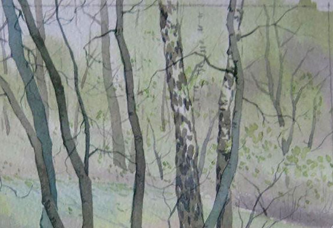 Watercolor painting Forest sketch Kalebets Valery - 3