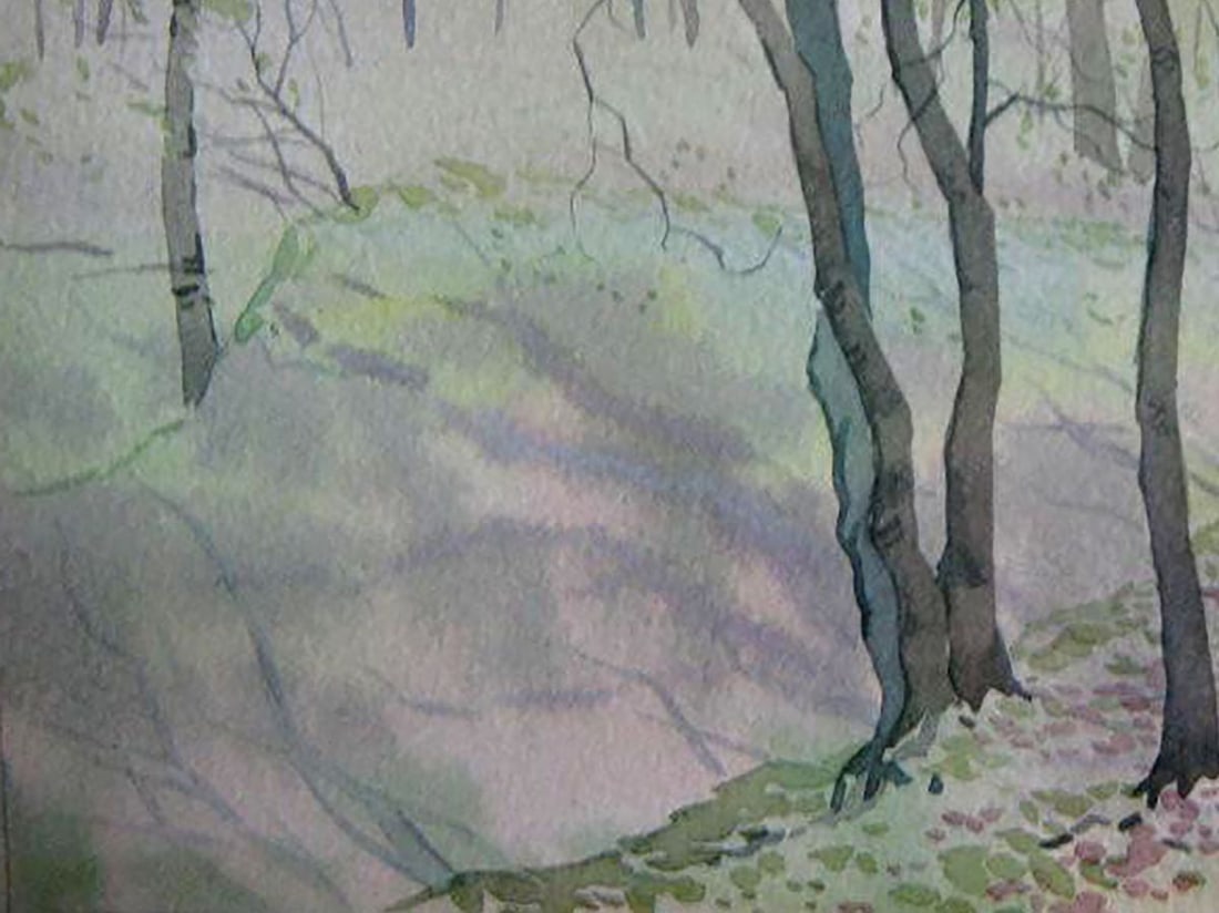 Watercolor painting Forest sketch Kalebets Valery - 4