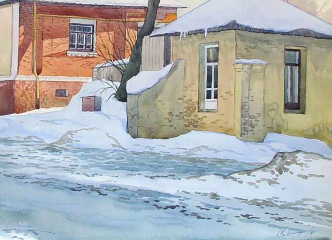 Watercolor painting Pushkinskaya street Street Kalebets Valery - 5