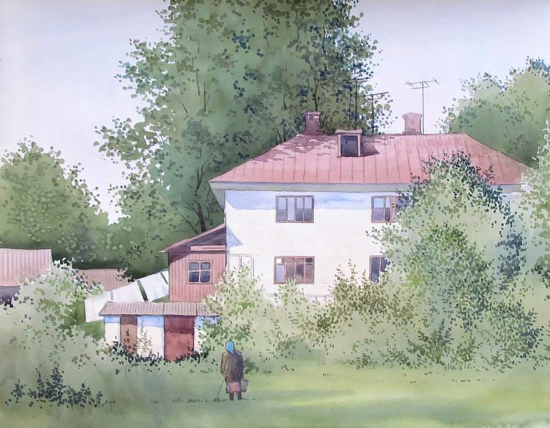 Watercolor painting Among the greenery Kalebets Valery (1 of 5)