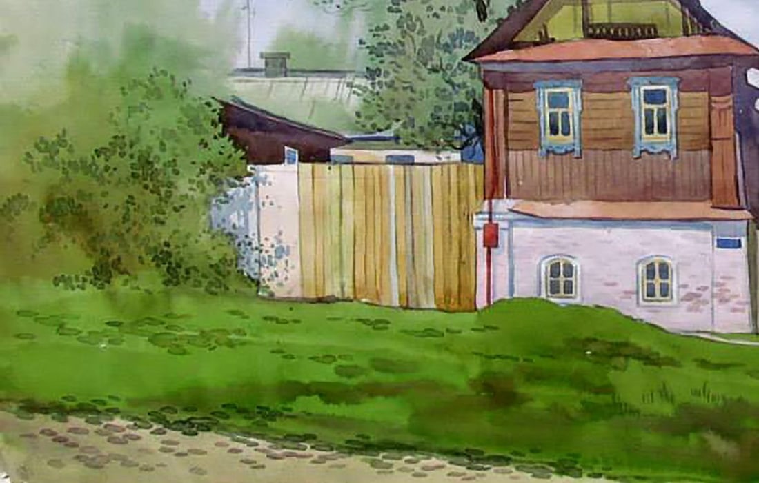 Watercolor painting Old house in the village Kalebets Valery - 4