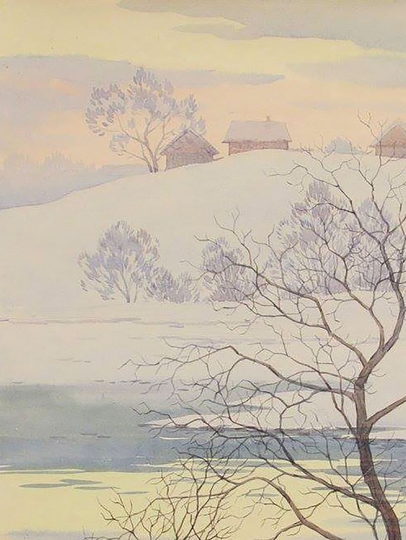 Watercolor painting February evening Kalebets Valery - 2