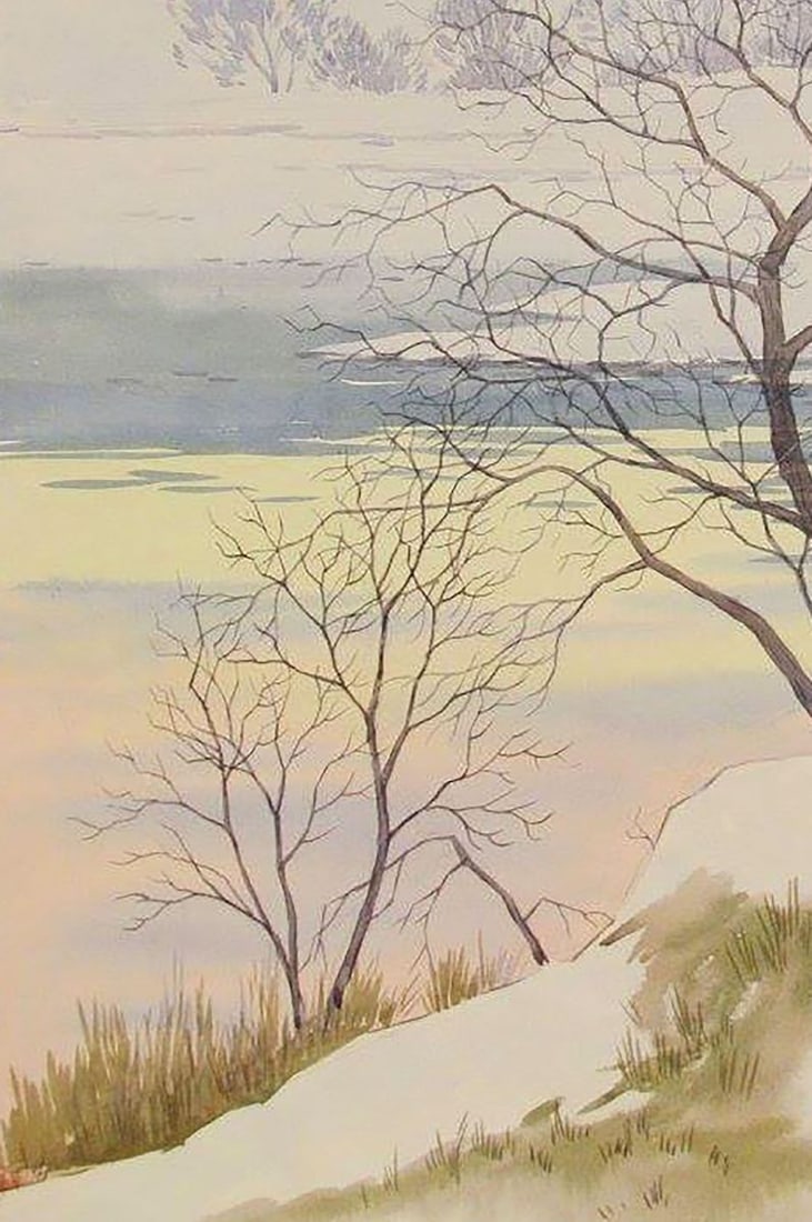 Watercolor painting February evening Kalebets Valery - 4