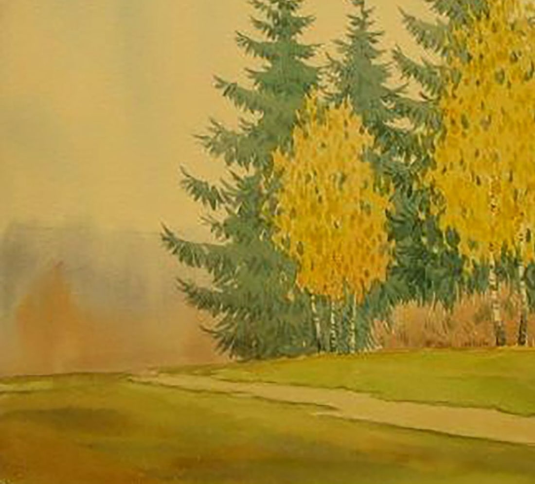 Watercolor painting Autumn sketch Kalebets Valery - 4