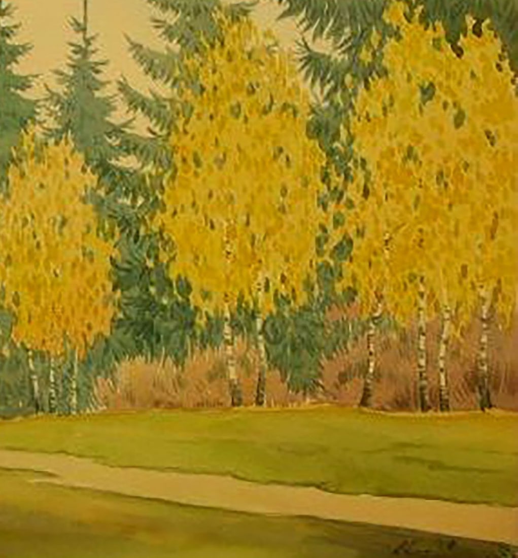 Watercolor painting Autumn sketch Kalebets Valery - 5