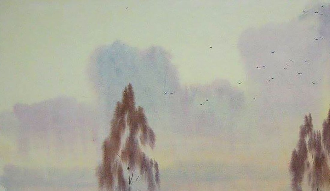 Watercolor painting Village outskirts Kalebets Valery - 2