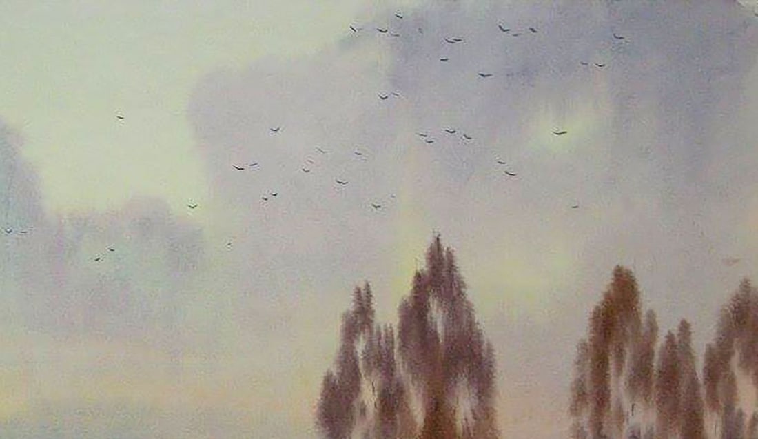 Watercolor painting Village outskirts Kalebets Valery - 3