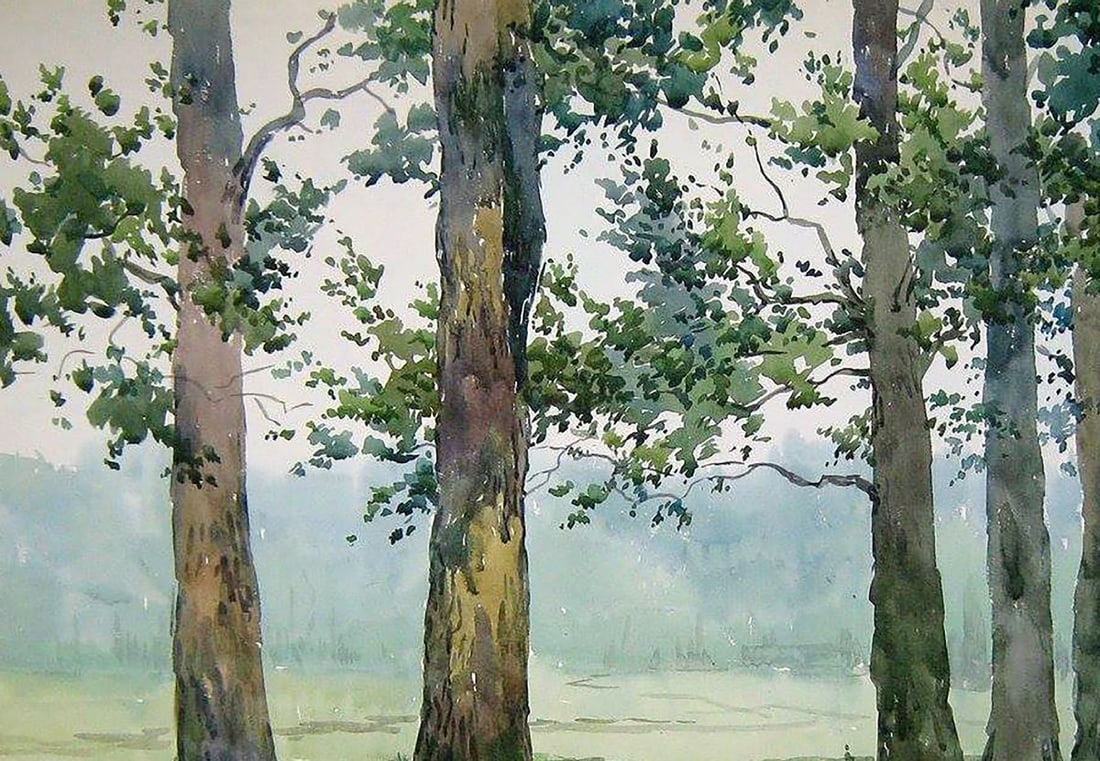 Watercolor painting Cloudy morning Kalebets Valery - 2