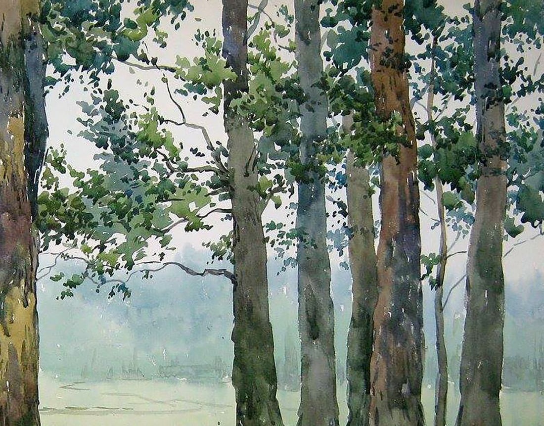 Watercolor painting Cloudy morning Kalebets Valery - 3
