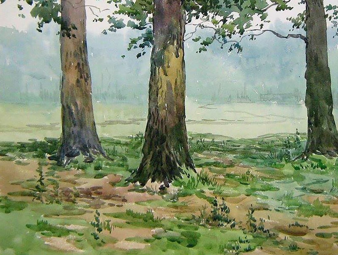 Watercolor painting Cloudy morning Kalebets Valery - 4