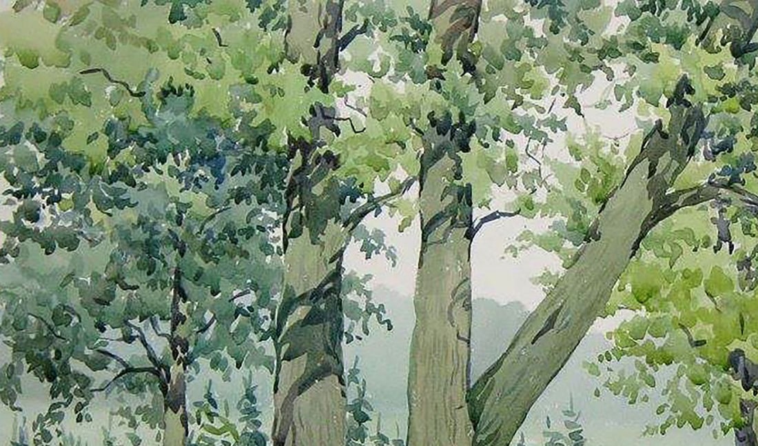 Watercolor painting Oak forest Kalebets Valery - 2