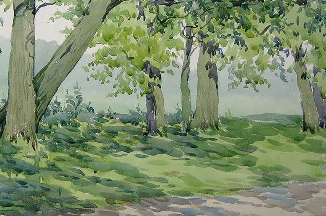 Watercolor painting Oak forest Kalebets Valery - 5