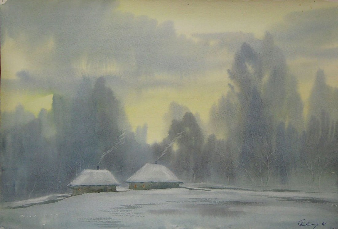 Watercolor painting Somewhere on the edge Kalebets Valery: Title: Watercolor painting Somewhere on the edge Kalebets Valery Description: NoSav 164 *** ABOUT THIS PAINTING *** * TITLE: "Somewhere on the edge" * ARTISTS: Kalebets Valery * SIZE: 30x45
