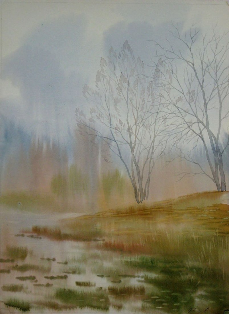 Watercolor painting The last days of autumn Kalebets Valery (1 of 5)