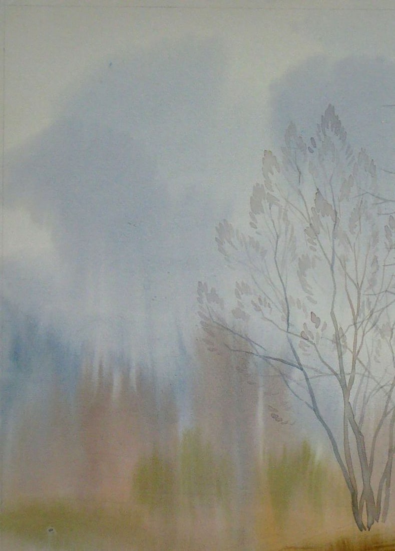 Watercolor painting The last days of autumn Kalebets Valery - 2