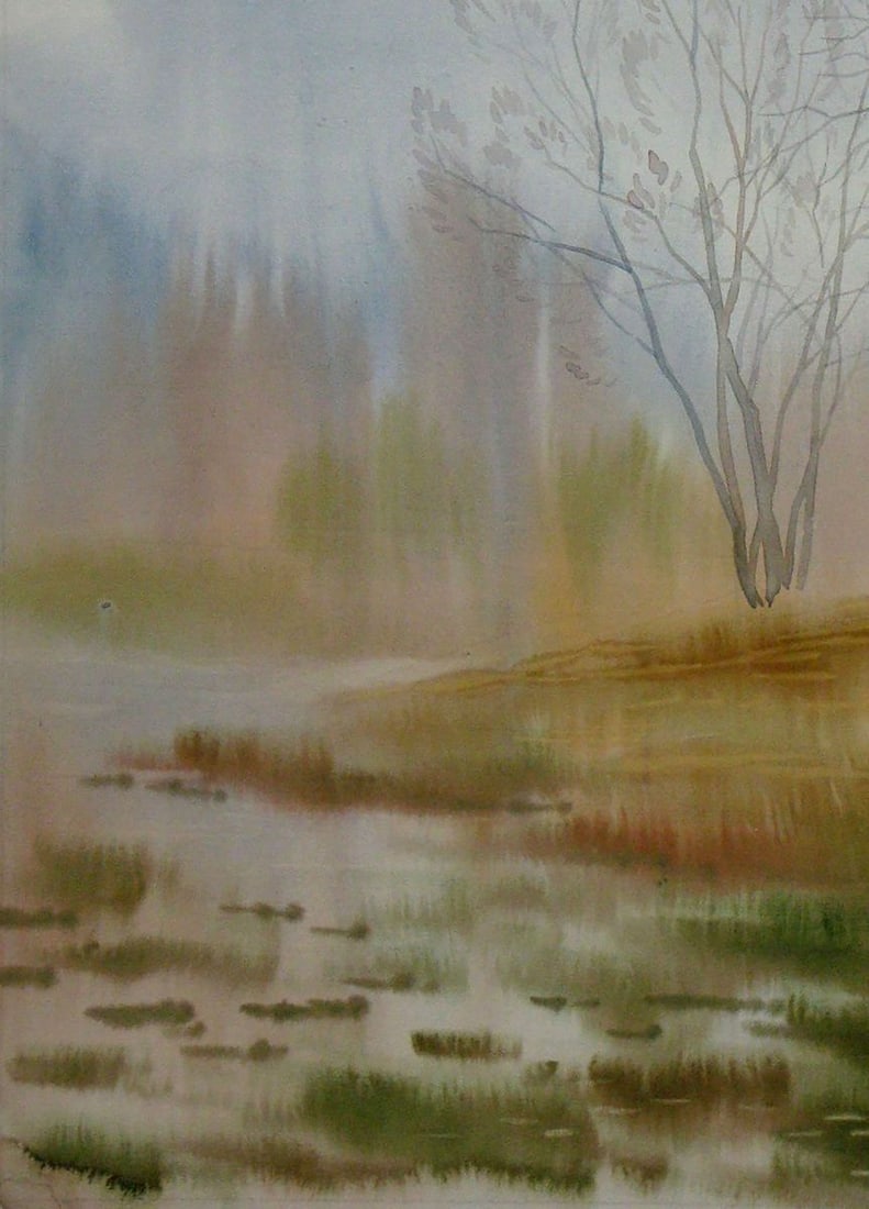 Watercolor painting The last days of autumn Kalebets Valery - 4