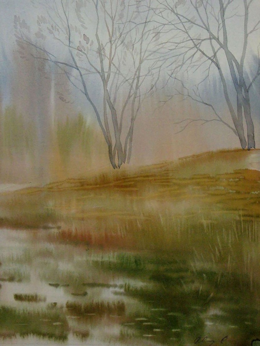 Watercolor painting The last days of autumn Kalebets Valery - 5